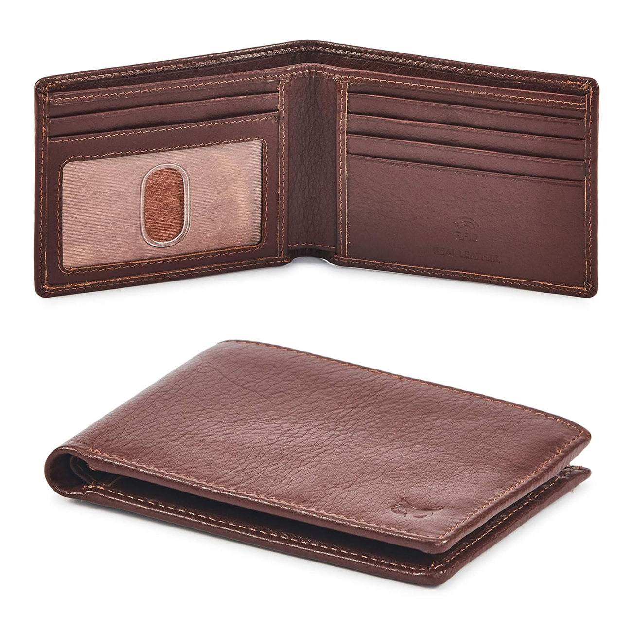 Billetera de Cuero con bloqueo RFID - Wise Owl (Cognac Nappa)