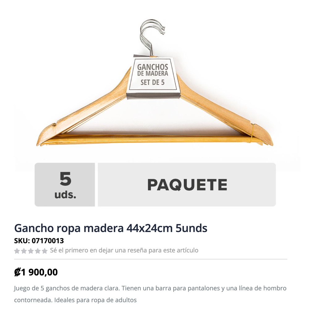 Gancho ropa madera 44x24cm