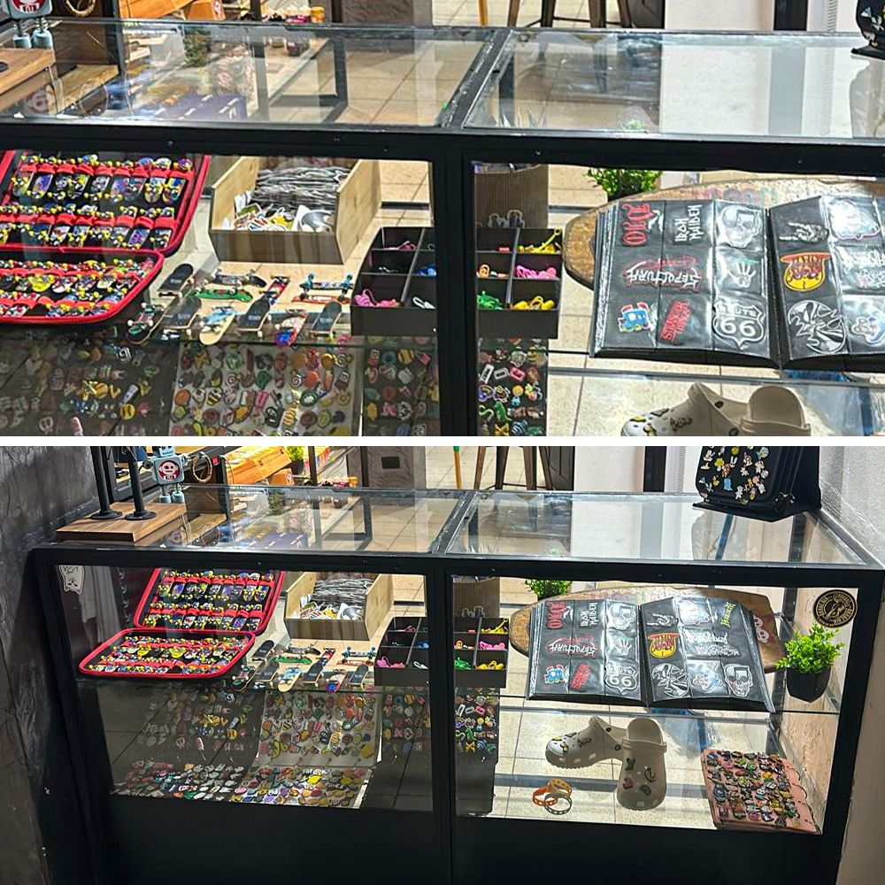 Urna de exhibición fabricada en estructura metálica y paneles de vidrio transparente (170x61x91cm)