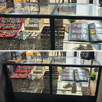 Urna de exhibición fabricada en estructura metálica y paneles de vidrio transparente (170x61x91cm)