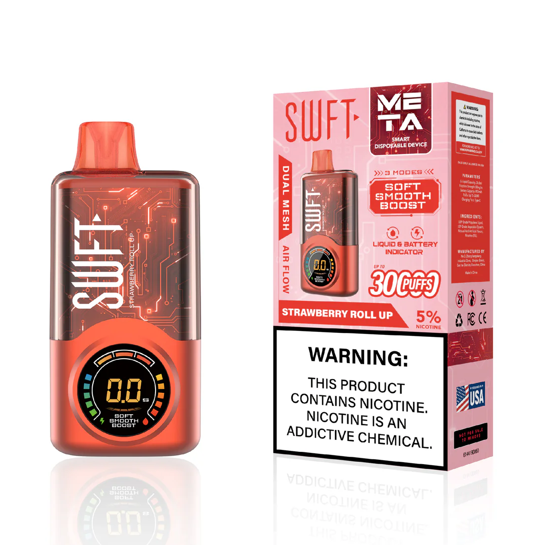 Vaporizador 30.000 Puffs - SWFT - Mate - Strawberry Roll Up